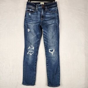 J.Crew Jeans Womens Size 25 Blue Vintage Straight Medium Wash Stretch Destressed
